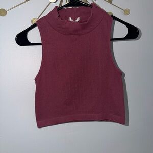 Bozzolo Sleeveless Ribbed Crop Top - Burgundy